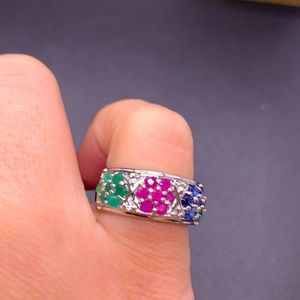 Pretty Real Silver Ring with Quartz Stones